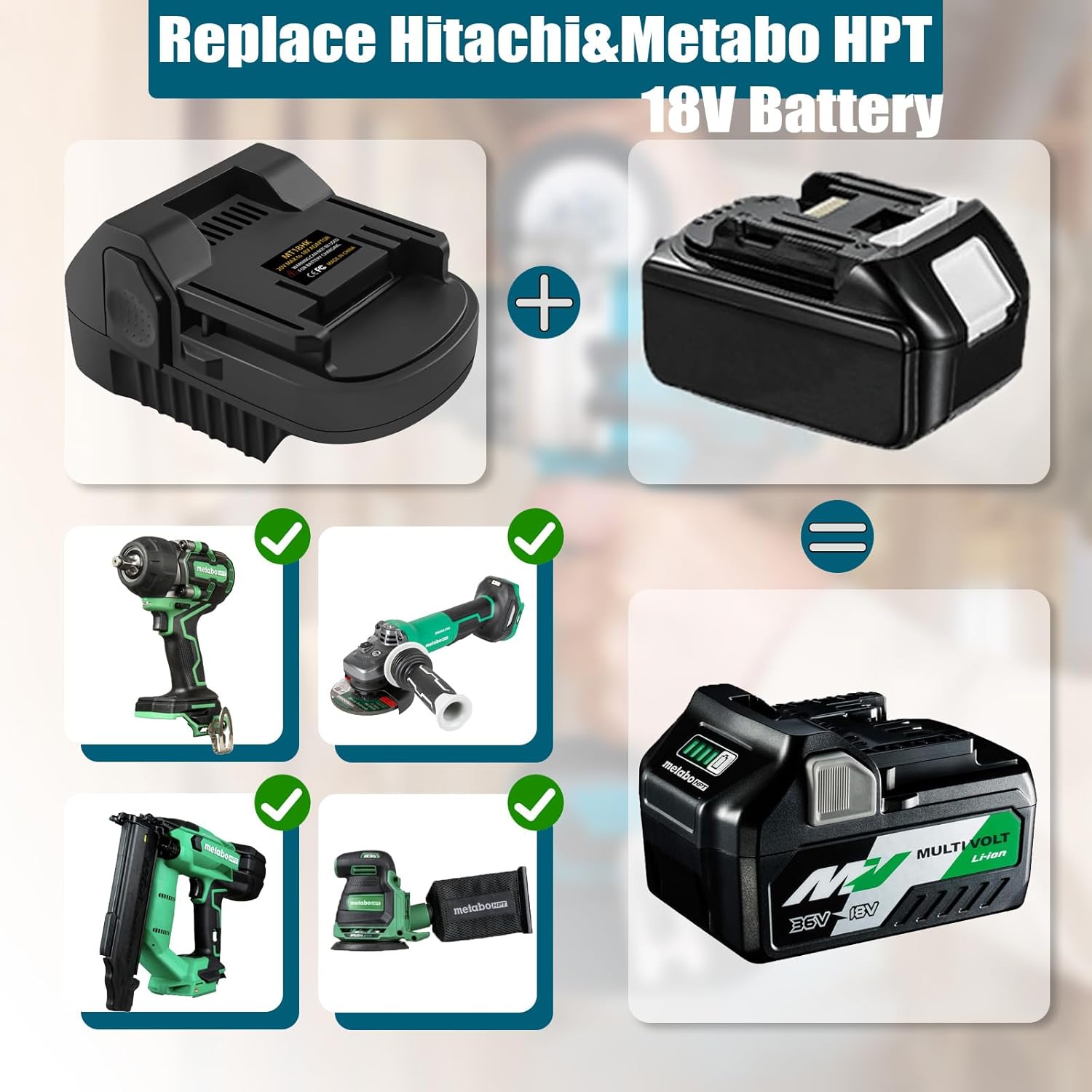 Battery Adapter for Makita 18V Li-ion Converter for Hitachi for
